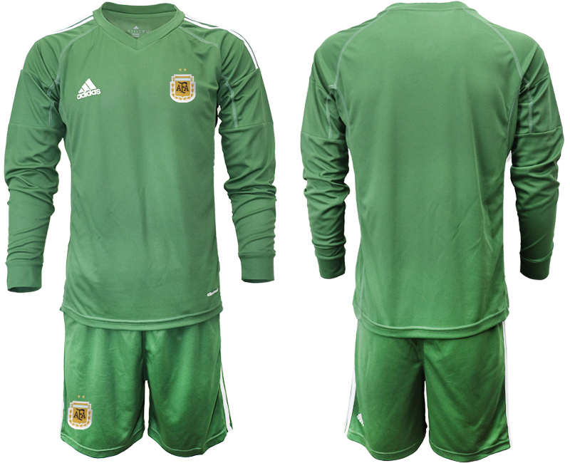 Men 2020-2021 Season National team Argentina goalkeeper Long sleeve green Soccer Jersey